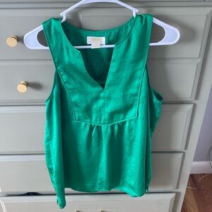 Anthropologie Emerald Green Satin Blouse